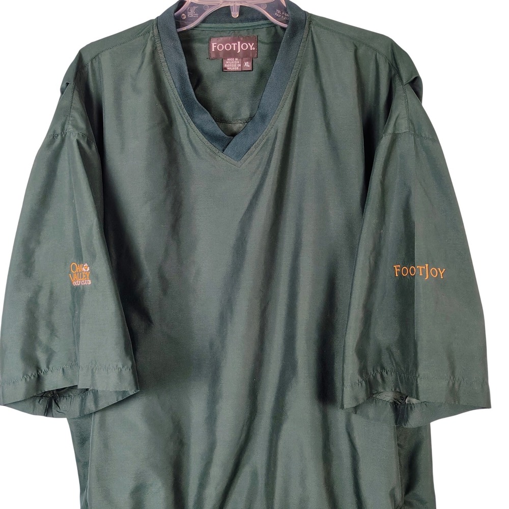 FootJoy Men XL V-Neck Short Sleeve Windbreaker Green Polyester Golfcore Gorpcore